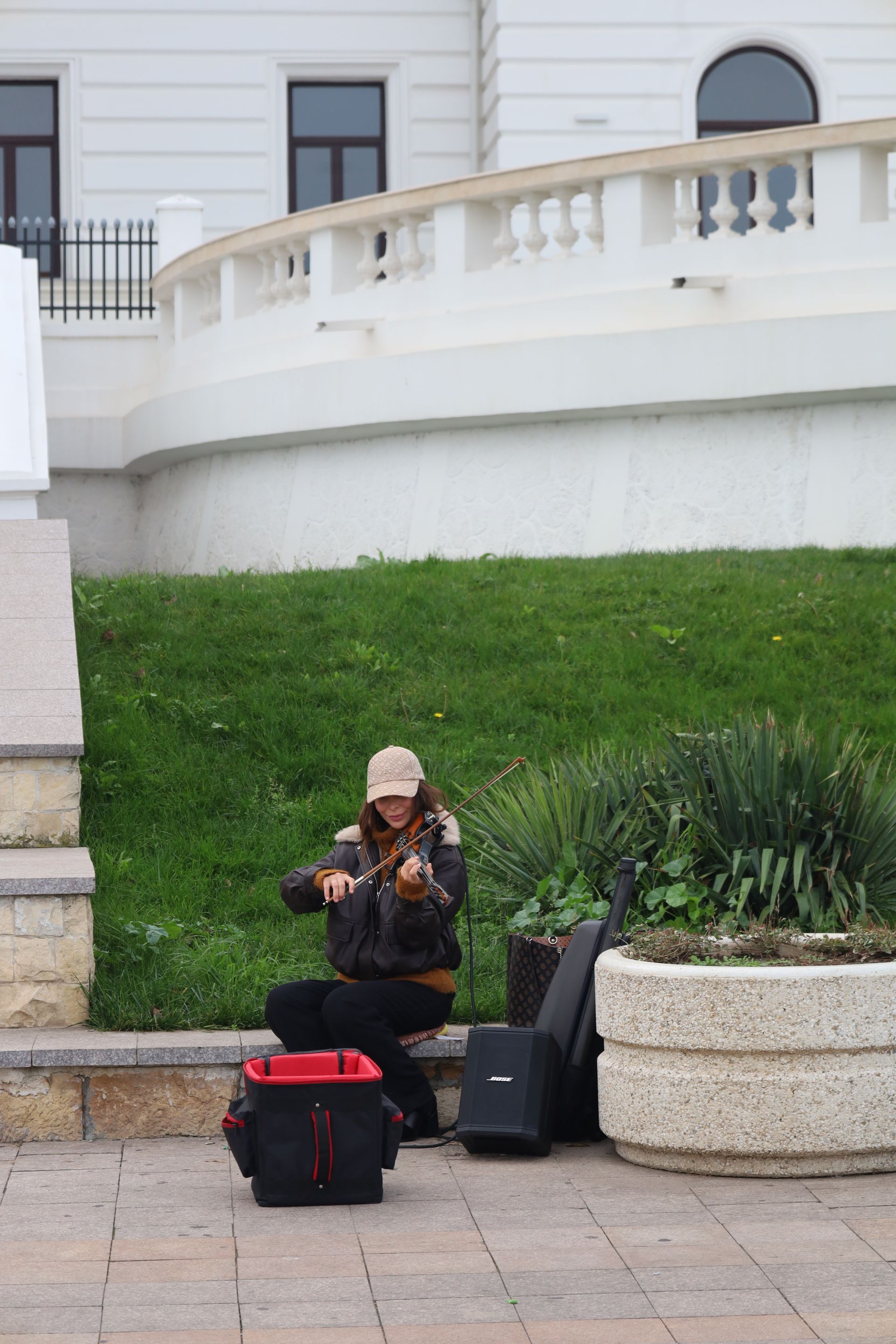Professional musician performing